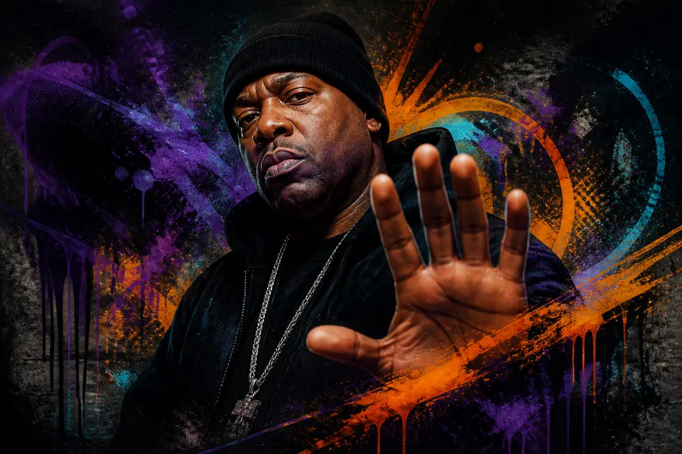 Treach en Vin Rock van Naughty By Nature tijdens een optreden, met gespannen gezichten die oude conflicten weerspiegelen.
