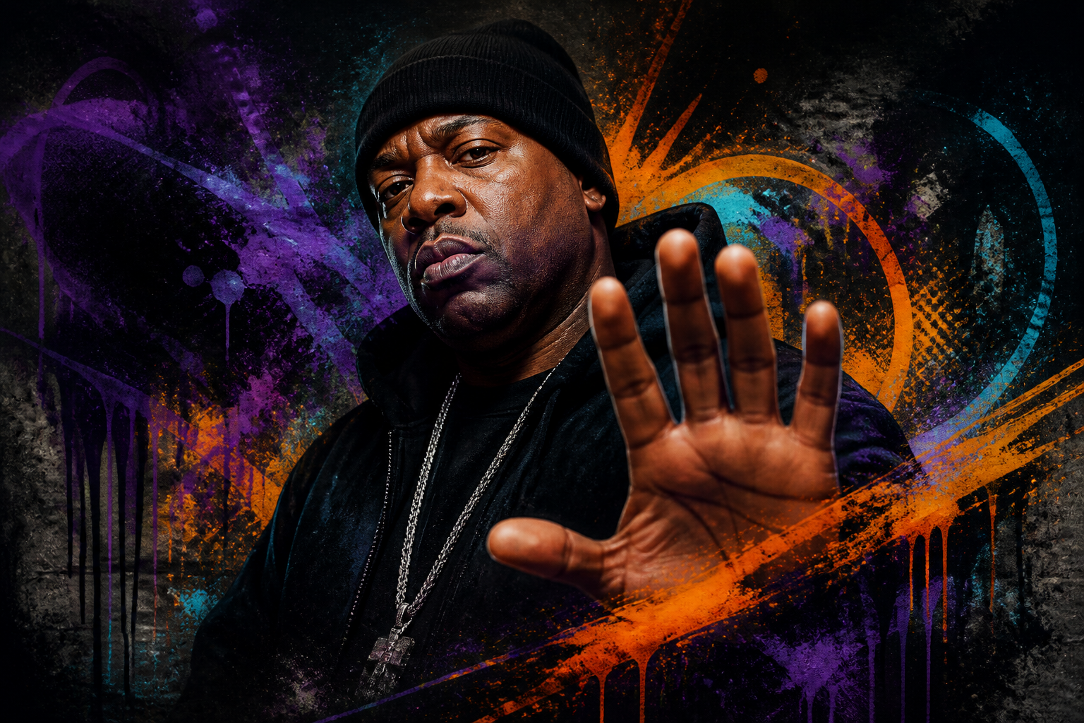 Treach en Vin Rock van Naughty By Nature tijdens een optreden, met gespannen gezichten die oude conflicten weerspiegelen.