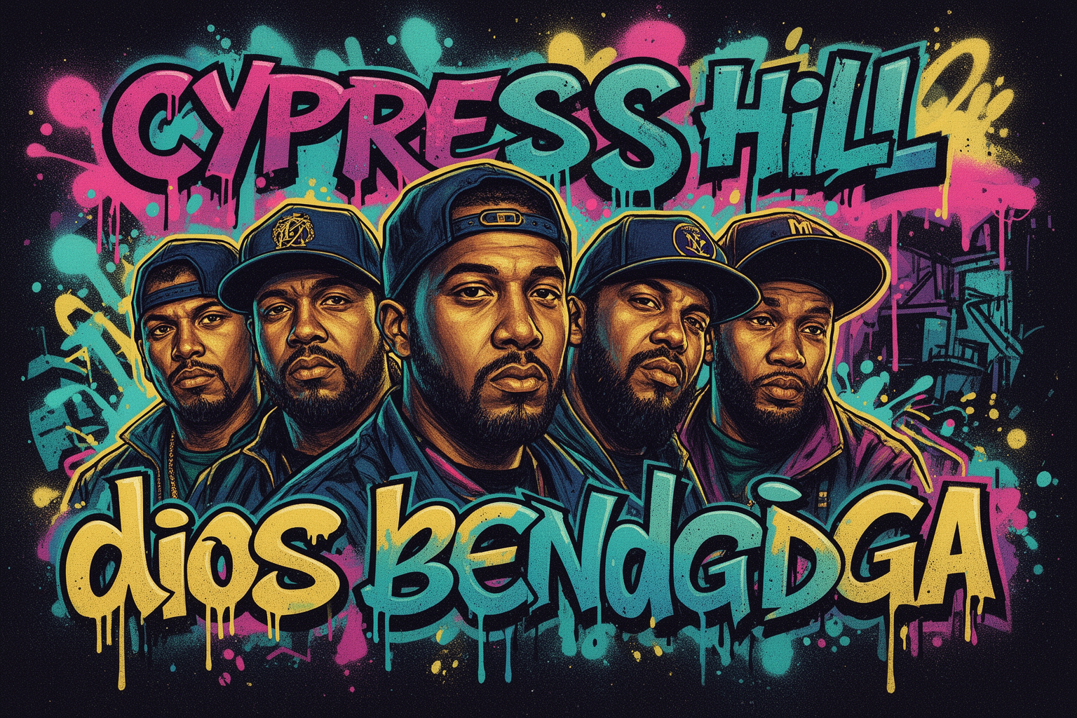 Cypress Hill poseert samen in een studio, reflecterend op hun erfgoed en Mexicaanse roots voor het album Dios Bendiga.