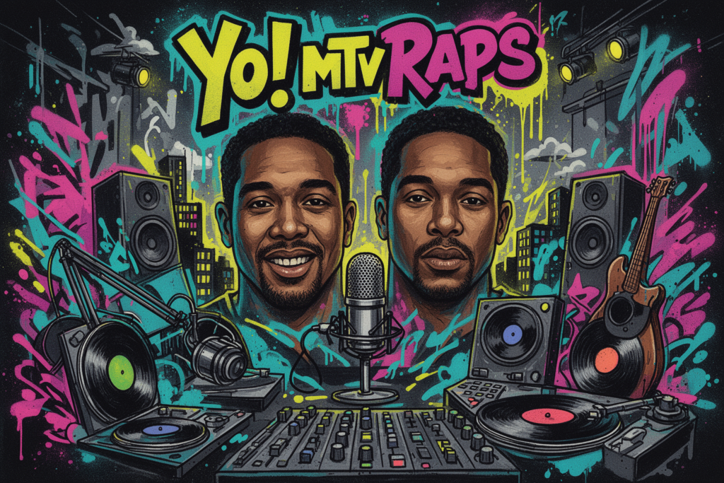 Logo van Yo! MTV Raps, een invloedrijke tv-show die hiphopcultuur mainstream maakte in de jaren 80 en 90.