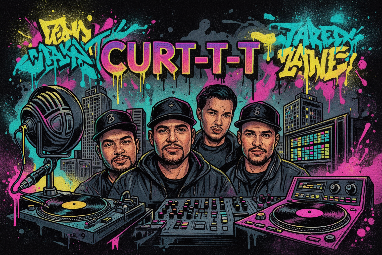 Portret van Curtis 'Curt-T-T' Bedeau, gitarist en achtergrondzanger van Full Force, ter nagedachtenis aan zijn muzikale nalatenschap uit de jaren tachtig.
