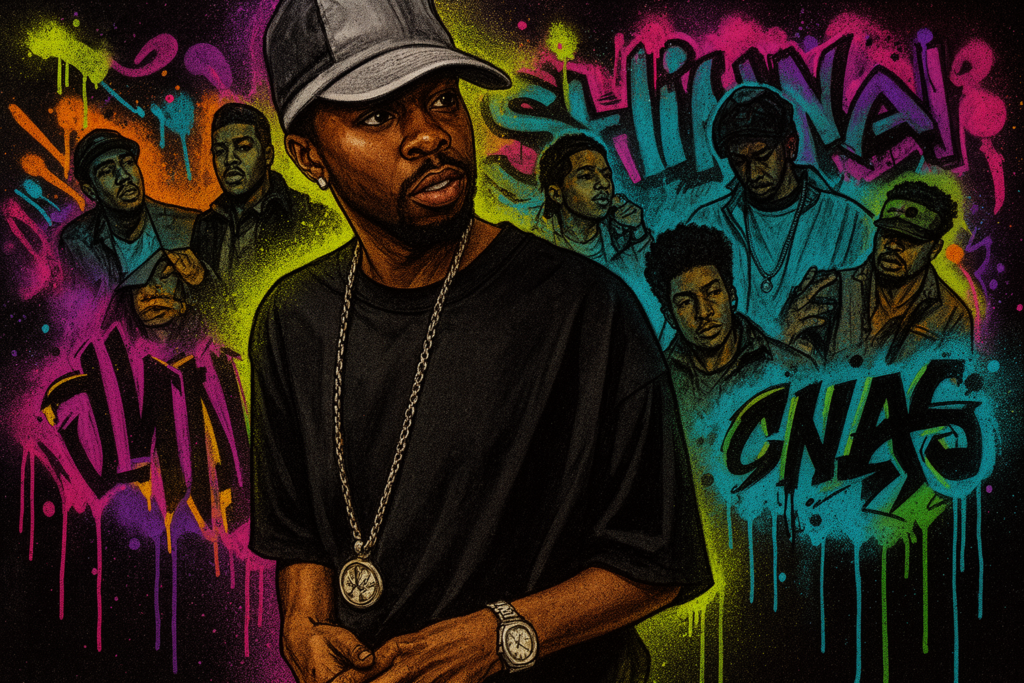 J Dilla poseert met een pet en bril in een studio, omringd door muziekapparatuur, ter viering van 20 jaar van zijn invloedrijke album 'The Shining'.