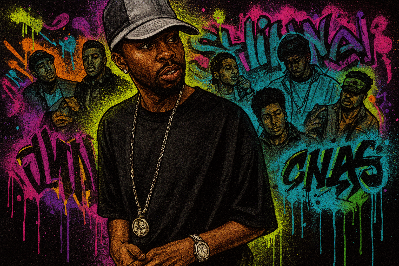 J Dilla poseert met een pet en bril in een studio, omringd door muziekapparatuur, ter viering van 20 jaar van zijn invloedrijke album 'The Shining'.