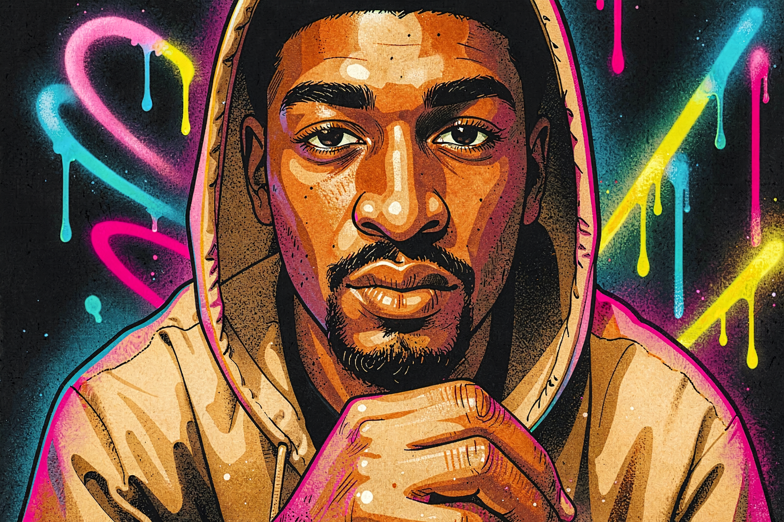 Rakim, Kurupt en Masta Killa poseren samen voor de promotie van hun gezamenlijke album The Godbody, waarbij ze West Coast en East Coast hiphop combineren.