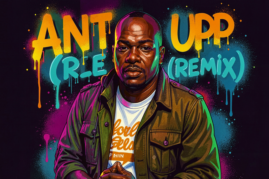 Artiesten op het podium tijdens een optreden, wat verwijst naar de energieke sfeer van de genoemde hiphop-remix.