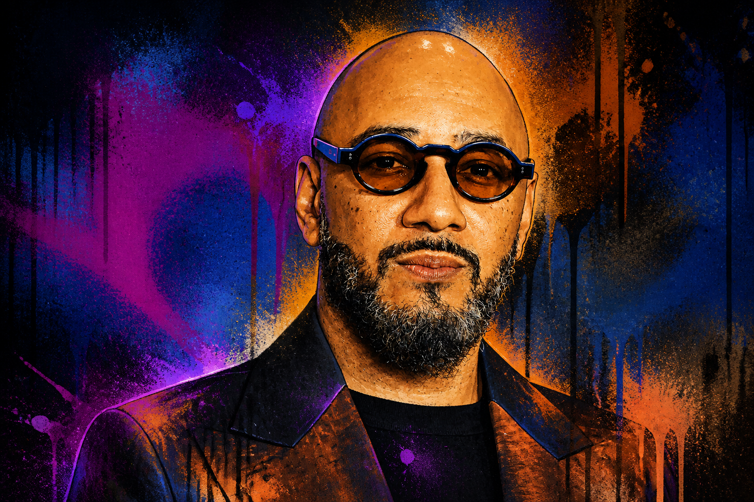 Swizz Beatz tijdens een persconferentie over de schikking in de 1MDB-zaken, met een serieuze blik en microfoons voor zich.